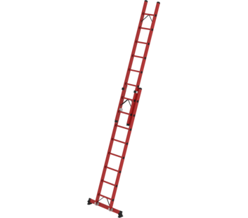 Sprossen-Schiebeleiter 2-teilig GFK mit nivello® Traverse 2x8 Sprossen | © MUNK GmbH