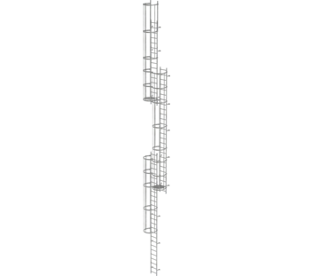 Mult-fl.vert. ladder w.back prot, gal.stl. 16.32 m | © MUNK GmbH
