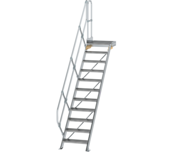 Treppe m. PF 45° St.br. 600 mm, 11 St., Alu ger. | © MUNK GmbH