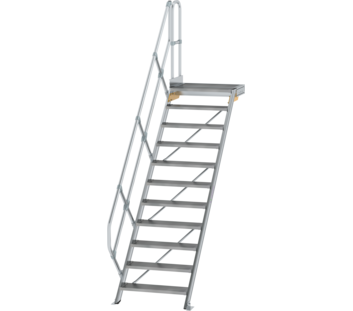 Treppe m. PF 45° St.br. 800 mm, 11 St., Alu ger. | © MUNK GmbH