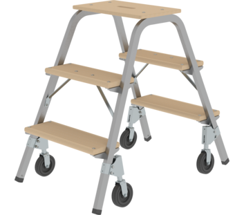 Stahl-Holz-Tritt mit Bockrollen, 2x3 Stufen | © MUNK GmbH