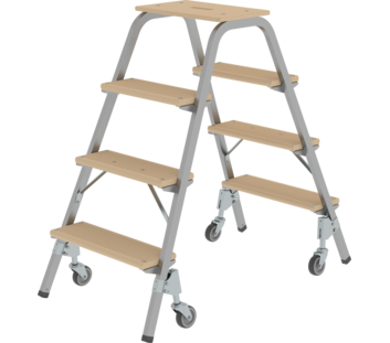Stahl-Holz-Tritt mit Lenkrollen, 2x4 Stufen | © MUNK GmbH