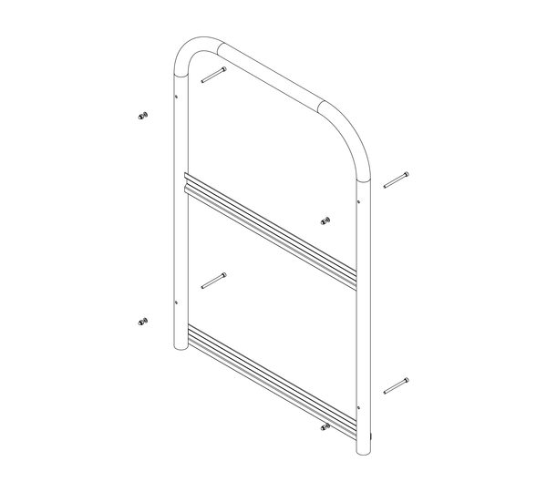 Drawing: Front view of a landing staircase railing, side view | © MUNK GmbH