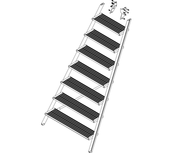Zeichnung: Aufstieg einer Podesttreppe, Vorderseite | © MUNK GmbH