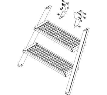 Zeichnung: Aufstieg einer Podesttreppe, Vorderseite | © MUNK GmbH